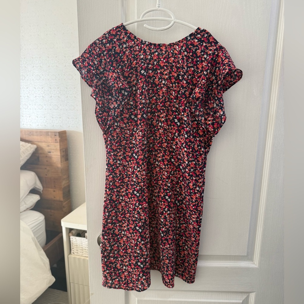 MICHAEL KORSFloral Ruffle Sleeve Women's Dress - Black with Pink Floral